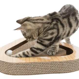 Scratching cardboard with balls, catnip, 36 × 5 × 36/36 cm, brown