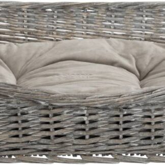 BE NORDIC basket with cushion, wicker, 80 × 58 cm, grey