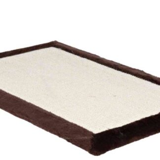 Scratching mat with toy, sisal rug/plush, 70 × 45 cm, natural/brown