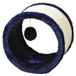 Playing roll, plush/sisal, ø 23 × 20 cm, blue/natural