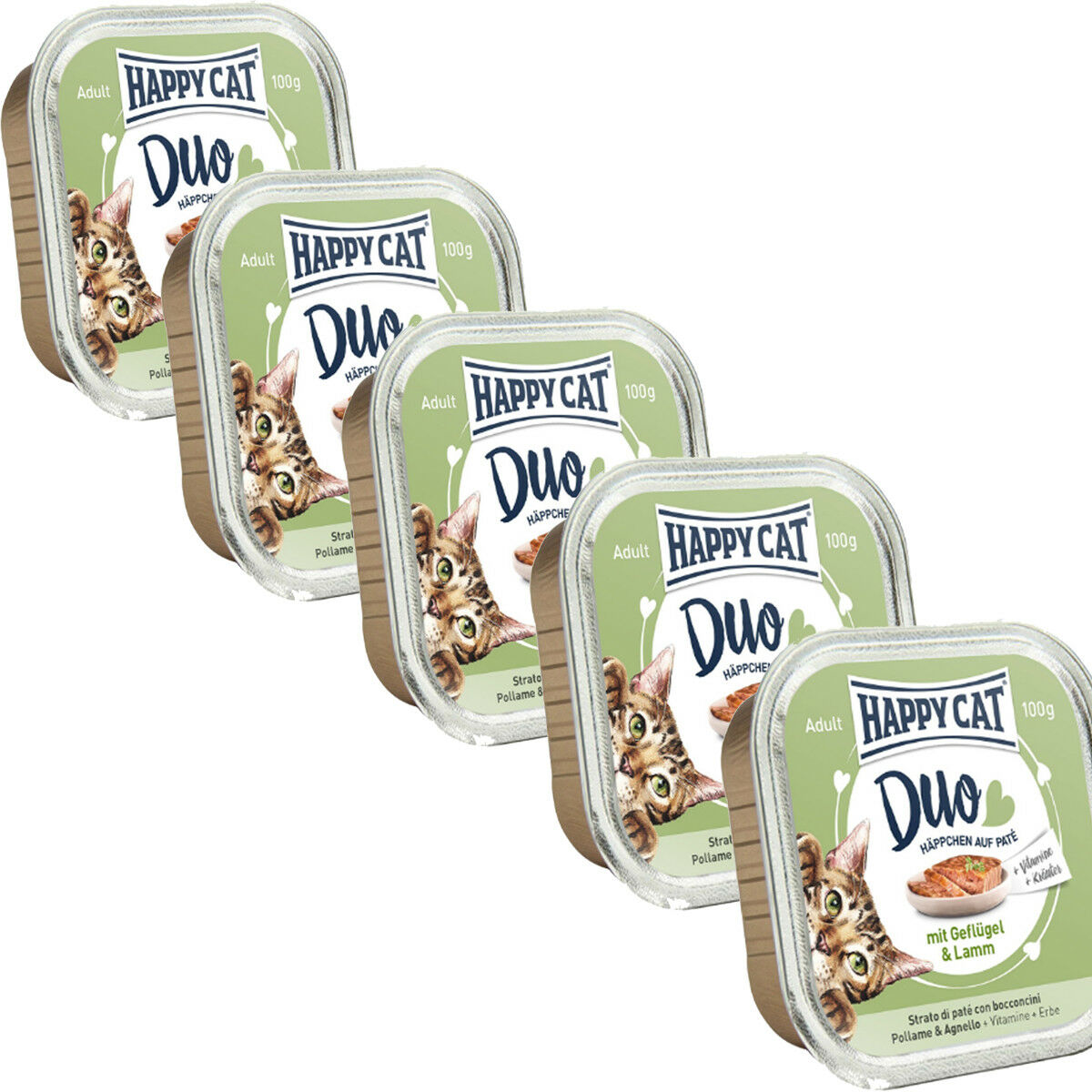 Happy Cat Duo Menu - Geflügel & Lamm 100gx12tk