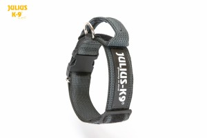 JULIUS K9® Czarna obroża dla psa 40mm z zamykanym uchwytem i bezpiecznym zapięciem 38-53 cm