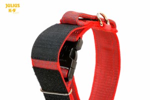 Julius K9® Czerwona obroża dla psa 40mm z zamykanym uchwytem i bezpiecznym zapięciem 38-53 cm