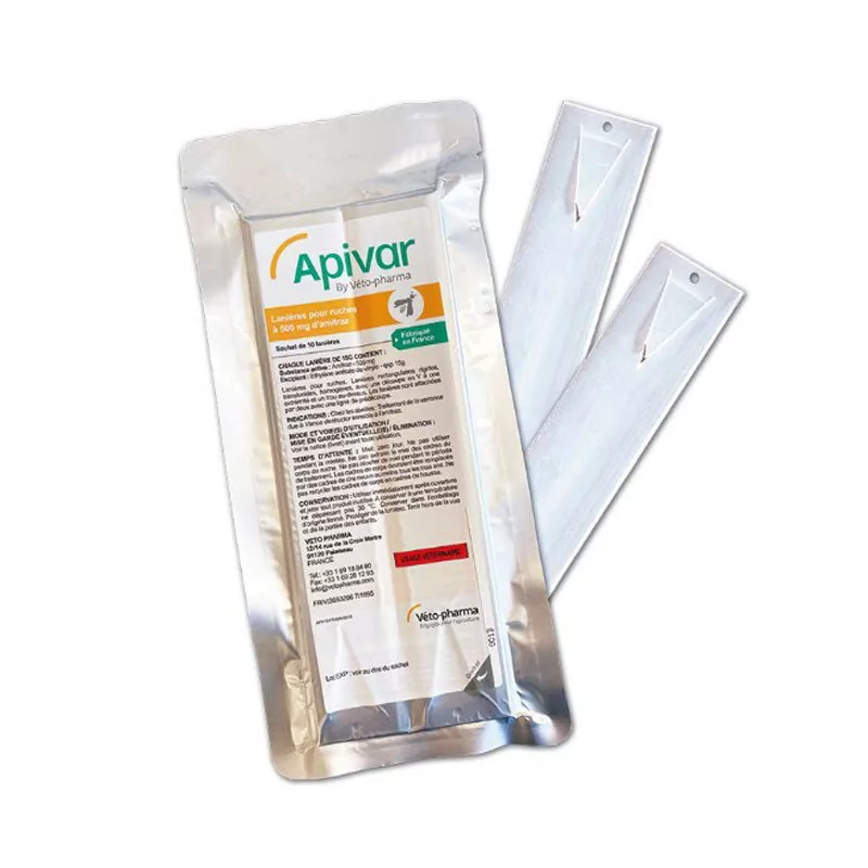 Apivar by Véto-pharma Lanières pour Ruches 500mg d'Amitraz X10