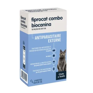 Biocanina Combo Fiprocat Combo 50mg/60mg Spot-on Chats et Furets 0,50ml X3 pipettes