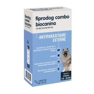 Biocanina Fiprodog Combo 134mg/120,6mg Spot-on Moyens Chiens 1,34ml X3 pipettes