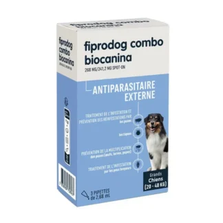 Biocanina Fiprodog Combo 268mg/241,2mg Spot-on Grand Chien 2,68ml X3 pipettes