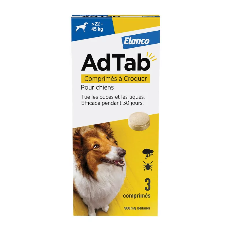 Elanco AdTab 900mg Chien 22-45kg 3 comprimés