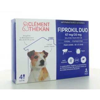 Fiprokil Duo Chien 2-10 kg 67mg/20mg 4 pipettes