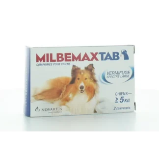 Milbemaxtab Vermifuge Chiens +5 kg 2 comprimés