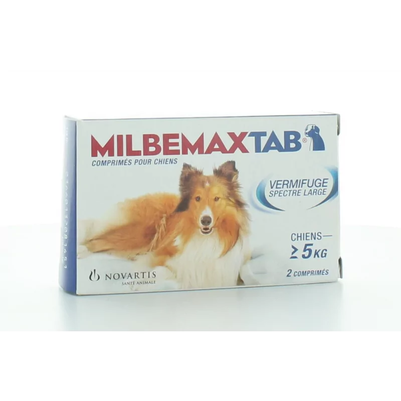 Milbemaxtab Vermifuge Chiens +5 kg 2 comprimés
