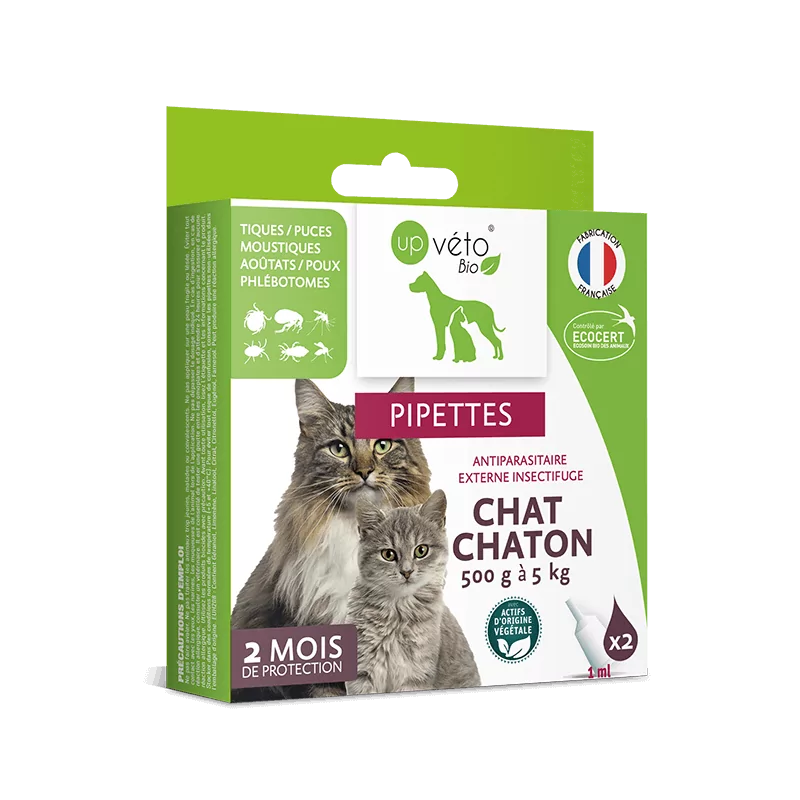 Up Véto Bio Pipettes Antiparasitaires Externes Insectifuge Chat et Chaton 2X1ml