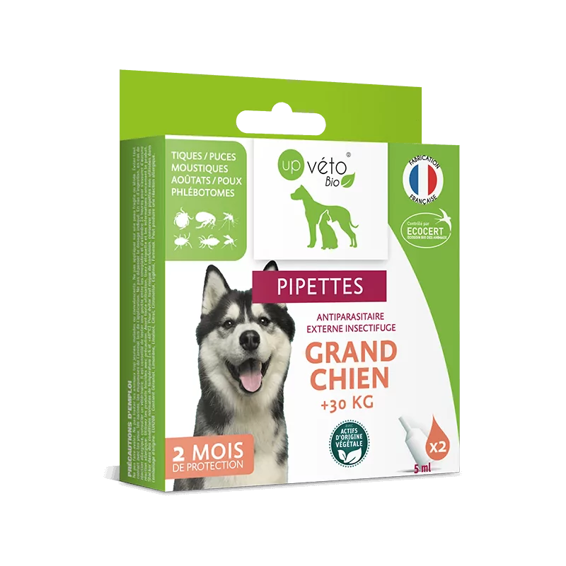 Up Véto Bio Pipettes Antiparasitaire Externe Insectifuge Grand Chien 2X5ml