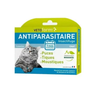 Vetoform Antiparasitaire Insectifuge Chat 3 pipettes