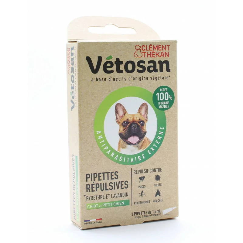 Vétosan Pipettes Répulsives Chiot et Petit Chien 2X1,5ml