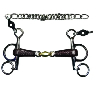 Mors Pelham Jump'In Petites Branches En Cuir Double Brisure