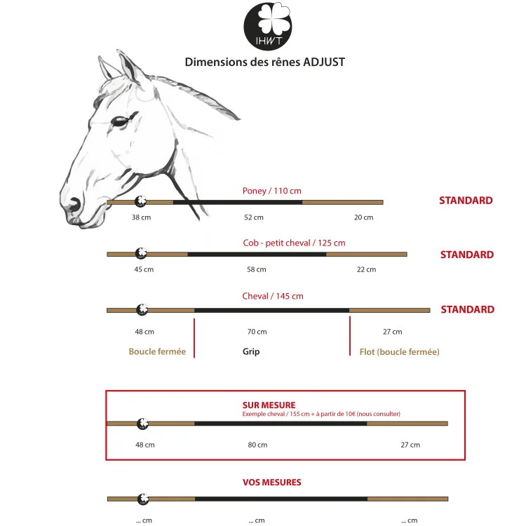Rênes IHWT Adjust Dressage Cuir Rond