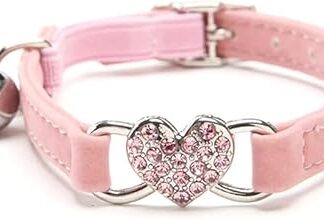 Katzenhalsband mit Sicherheitsgurt und Glöckchen, verstellbar, 20,3–25,4 cm, für Kätzchen, Katzen, Halsbänder, Geschirre und Leinen, Rosa