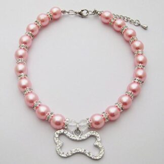 PETFAVORITES Kristall-Halskette mit Perlen für kleine Hunde und Mädchen, Schmuck mit Strasssteinen, für Chihuahua, Yorkie, Kostüm, Outfits, Zubehör, verstellbar und handgefertigt