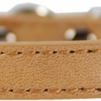 FNSK Shiny Diamond Rhinestone Harness Cat Collar Puppy Baby Dog Cat Collar Leather Strap Kitten Accessories Puppy Collar (Color : Khaki, Size : L)