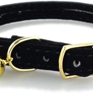 HCHGJKN Basic Dog Collars Pets Collar Cat Collar with Bell Plush Fabric Adjustable Collar for Small Medium Dogs Kitten Collar Pet Cat Accessories (Black)