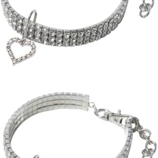 minkissy 2 Pcs collar pearl choker puppy collar rhinestone cat collar cat collar rhinestone collar cat charm collar pet princess collar cat bow cats and dogs jewelry white