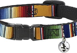 Buckle-Down Cat Collar Breakaway Zarape2 Vertical Multi Colour Stripe 8 to 12 Inches 0.5 Inch Wide
