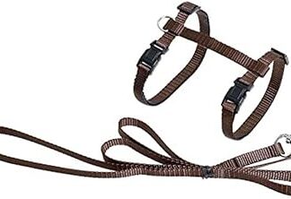 Flamingo ASP cat harness + Dog Lead 110 cm beige