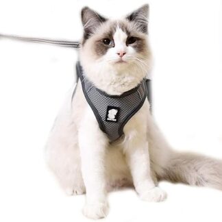 N/A Cat Harness and Lead, Reflective Escape Proof Kitten Harness, Harnesses for Pets, Cats, Outdoor Walking, L, Grey