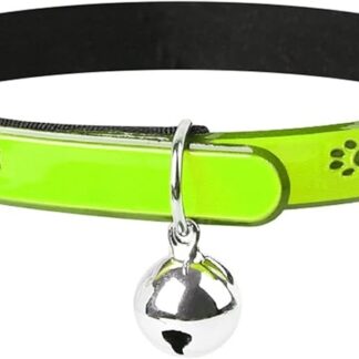 HCHGJKN Basic Dog Collars Glowing Ascesorios para Gatos Cat Bell Cat Collar with Bell Chihuahua Pets Luminous Collar Fluorescence Paw Necklace Adjustable (A)