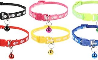 Theaque 6Pcs Dog Collar Pet Kitten Neck Collar Adjustable Pet Dog Collar Decorative Cat Collar with Bell