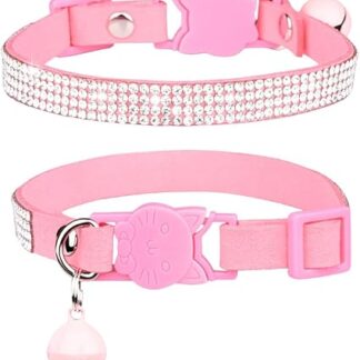 LQI 1 Piece Separate Cat Collar, Kitten Pet Collar, Rhinestone Cat Collar with Bell