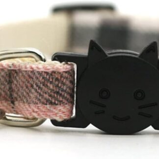 HCHGJKN Basic Dog Collars Cute Cat Collar Bell Grid Safety Cat Buckle Adjustable Pet Cat Collar Buckle Plaid Suitable Kitten Puppy Accessories Supplies (Pink)