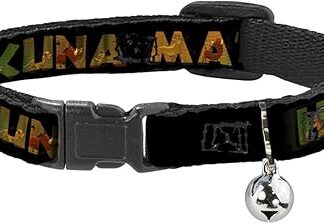 Buckle-Down Breakaway Cat Collar - Hakuna Matata Black/Lion King Scenes - 1/2" Wide - Fits 8-12" Neck - Medium
