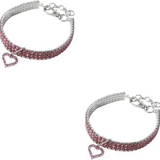 minkissy 2 Pcs dog collars pet collar pearl cat collar crystal dog cat collars rhinestone choker kitten heart collar studded dog collar dog collar for small dogs bling collar puppy necklace