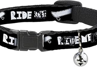 Cat Collar Breakaway Ride Me Skateboard schwarz weiß 8 bis 12 Zoll 1,3 cm breit