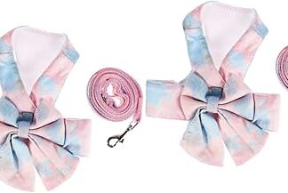 minkissy 2 Sets Pet Harness, Hiking Vest, Blue Bow Tie, Travel Kit, Dog, Flies, Cat, Bow Tie Lead and Small Cat Harness, Cat Lead, Outdoor Cat Harness Kit, Rabbit