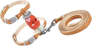 POPETPOP 1 Satz Katzenleine Katzenzubehör Katzenspielzeug Katzengeschirr und Leine Teaser Zauberstab Kette Katze verstellbares Geschirr Haustier-Kätzchen-Versorgung Rostfreier Stahl Orange