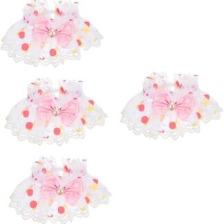 Housoutil Pack of 4 Cat Collar Dog Necklaces for Small Dogs Harnesses Linen Necklace for Pets Decor Girls Outfits Small Dog Outfits Macrame The Cat Polyester Bib