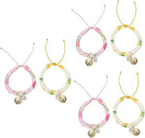 minkissy 6 Pcs rabbit collar decorative pet collar rabbit necklace cat neck bell peach printed pet choker adjustable pet collar pet bow collars small pet collar cloth kitten fashion