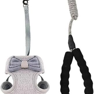 Cat Harness and Leash Set Escape Proof Cat Kitten Vest Harness with Lead Comfortable Cat Walking Cat Lead Soft and Adjustable for Puppies Rabbits Light Grey