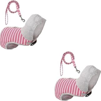 Beavorty Pack of 2 Pet Jumper Cat Harness and Lead Kitten Harnesses Dresses Tank Tops Harnesses for Pet Vests Cats Lead Puppy Adjustable Hoodie Strap Pink