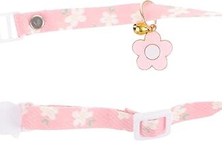 minkissy Pet Collar Elastic Safety Neck Strap Cat Neckwear Cute Adjustable Kitten Collars Breakaway Safety Collar Girl Cat ID Collars Cat Safety Collar Cotton Cosmetic Flower Pendant