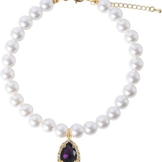 Daovace Pearl Collar for Cats Pearl Dog Collar Heart Shape Rhinestone Necklaces for Small Dogs Collar Accessories Cat Bead Collar