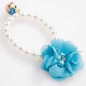 RayMinsino Pet Pearl Necklace Flower Elastic Collar Cat Accessories Teddy Small and Medium Size Dog Collar