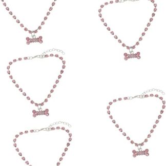minkissy 5pcs Bone Necklace Rhinestone Dog Harness Collar for Puppy Kitten Ornament Dog Necklace Bling Cat Collar Crystal Choker Necklace Cat Necklace Pet Supplies Rhinestones Metal
