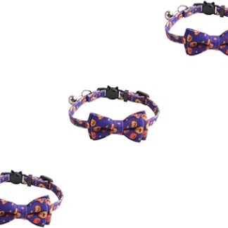 INOOMP Pack of 3 Halloween Bow Bell Choker Halloween Pet Collars Breakaway Collar Cat Bow Collar Breakaway Puppy Fancy Dress Halloween Dog Costumes Puppy Cloth Purple