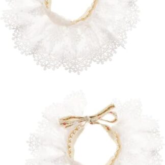 minkissy 2pcs pet collar holiday puppy scarf cat cute collar neck tie pet lace collar pet bow necklace cat lace collar dog necklace neckwear santa tie pearl double layer white wedding dress