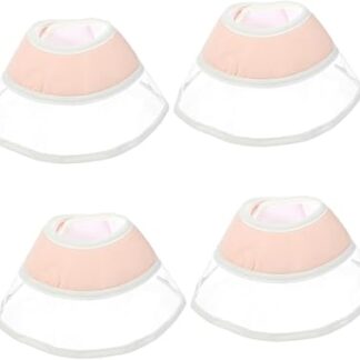 Pack of 4 Compound Cone Collar Cat Recovery Cone Breathable Cat Collar Dog Neck Pillow After Cat Recovery Collar Pet Recovery Collar Pet Cone White Collar PVC Chain Ring
