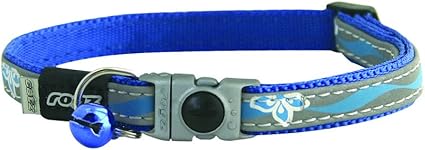 Rogz Catz NightCat Floral Collar, Blue